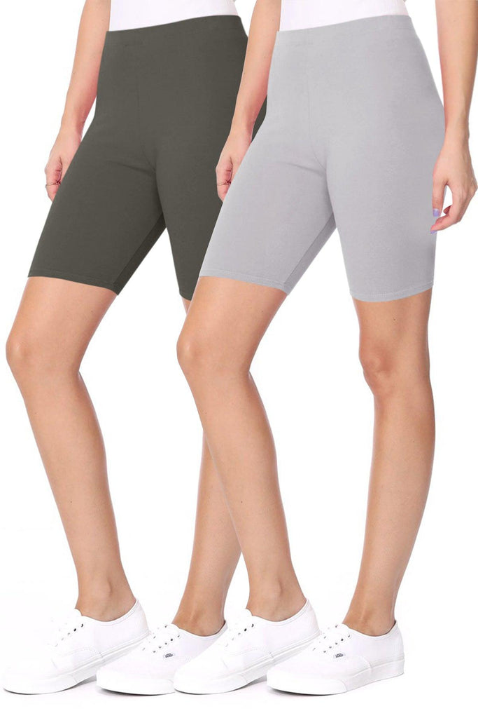 Women's Casual Seamless Elastic High Waist Running Yoga Biker Shorts Pants (Pack of 2) FashionJOA