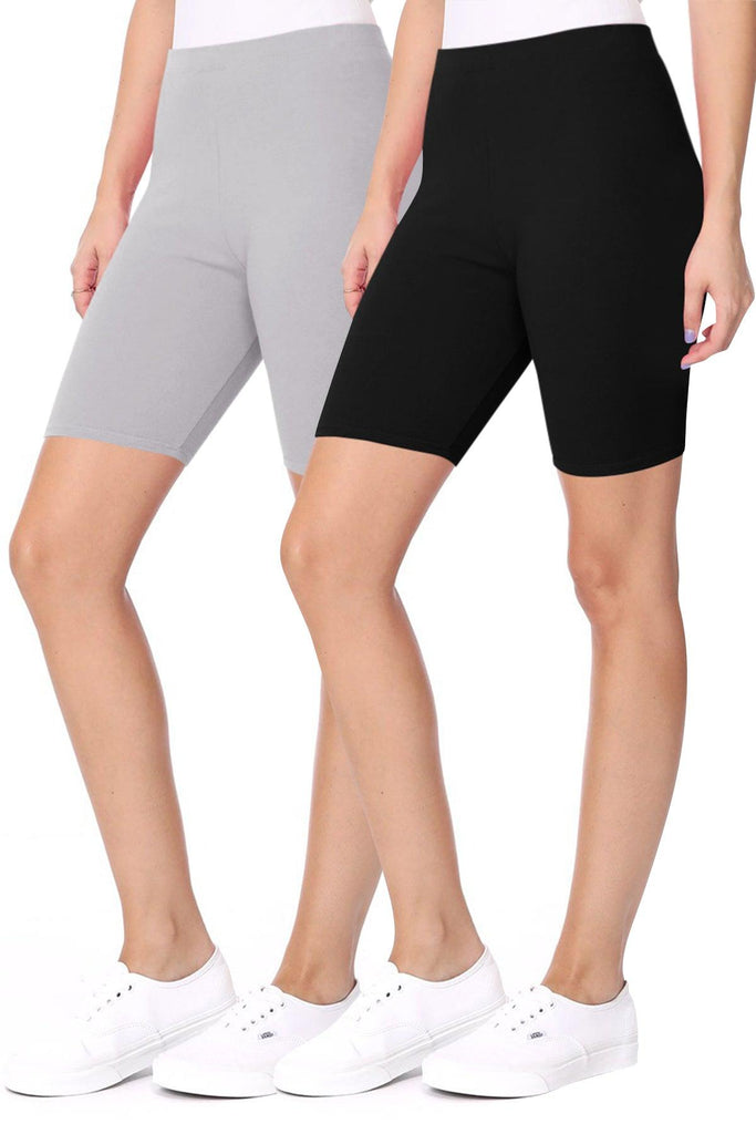 Women's Casual Seamless Elastic High Waist Running Yoga Biker Shorts Pants (Pack of 2) FashionJOA