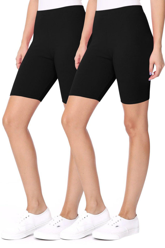 Women's Casual Seamless Elastic High Waist Running Yoga Biker Shorts Pants (Pack of 2) FashionJOA