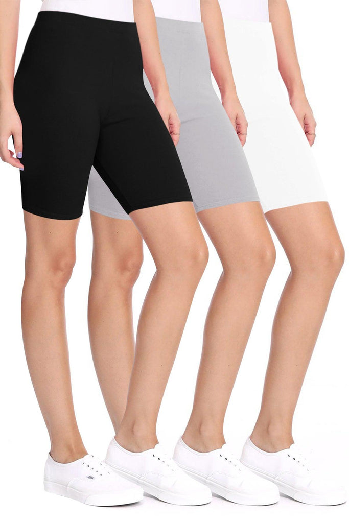 Women's Casual Seamless Solid Biker Shorts Pants (Pack of 3) FashionJOA