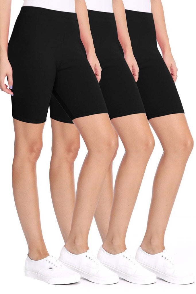 Women's Casual Seamless Solid Biker Shorts Pants (Pack of 3) FashionJOA