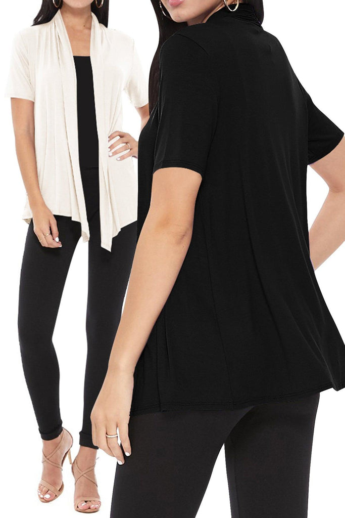 Women's Casual Short Sleeve  Loose Fit Solid Cardigan (Pack of 3) FashionJOA