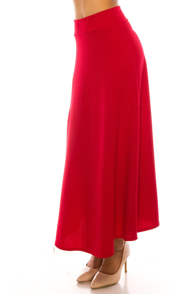 Women's Casual Solid Flare A-line Long Skirt FashionJOA