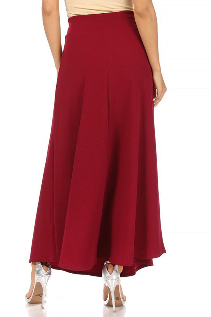 Women's Casual Solid Flare A-line Long Skirt with Elastic Waistband Pack of 2 FashionJOA