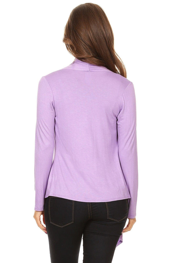 Women's Casual Solid Long Sleeve Drape Open Front Cardigan FashionJOA