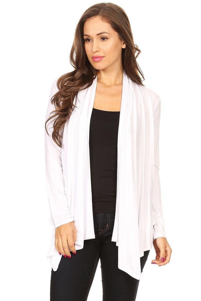 Women's Casual Solid Long Sleeve Drape Open Front Cardigan FashionJOA