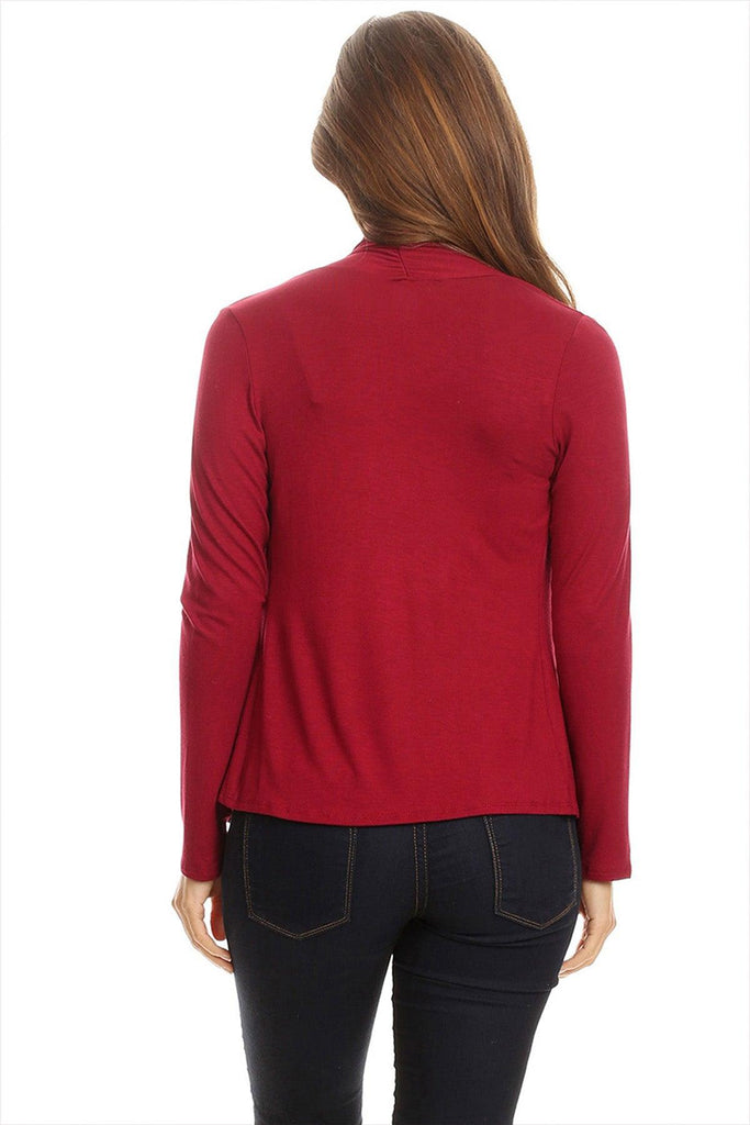 Women's Casual Solid Long Sleeve Drape Open Front Cardigan FashionJOA