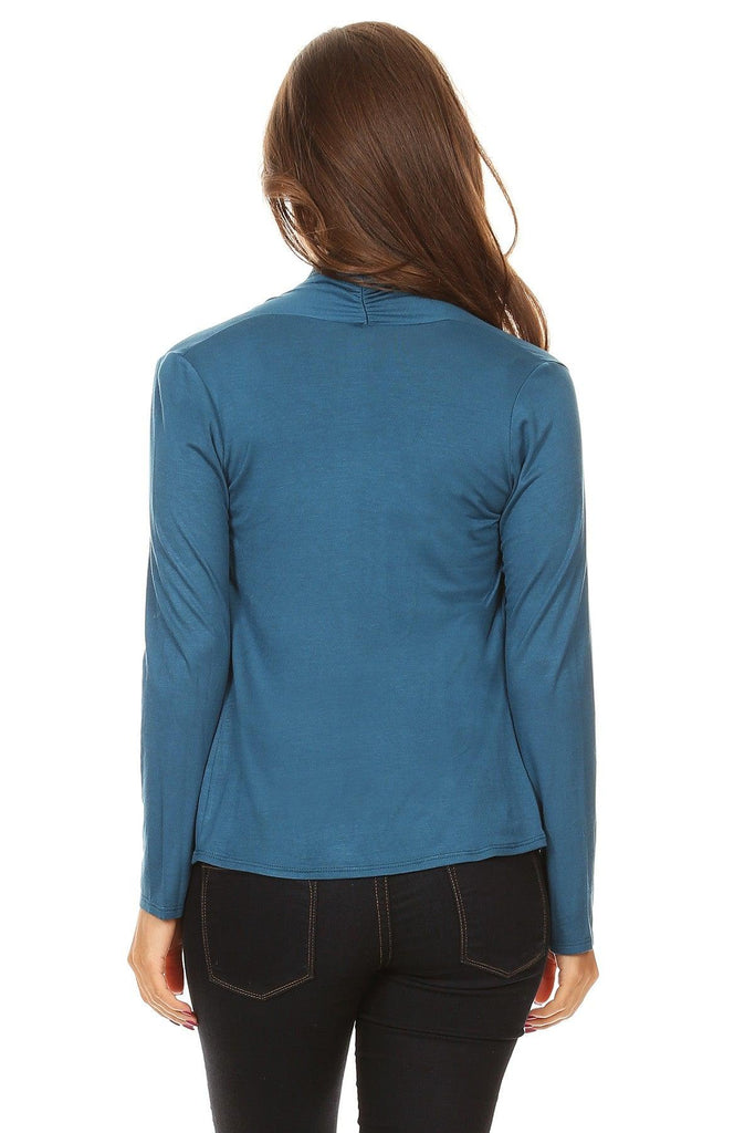 Women's Casual Solid Long Sleeve Drape Open Front Cardigan FashionJOA