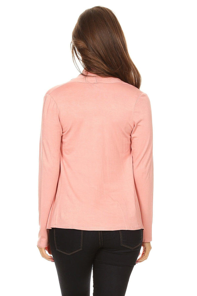 Women's Casual Solid Long Sleeve Drape Open Front Cardigan FashionJOA