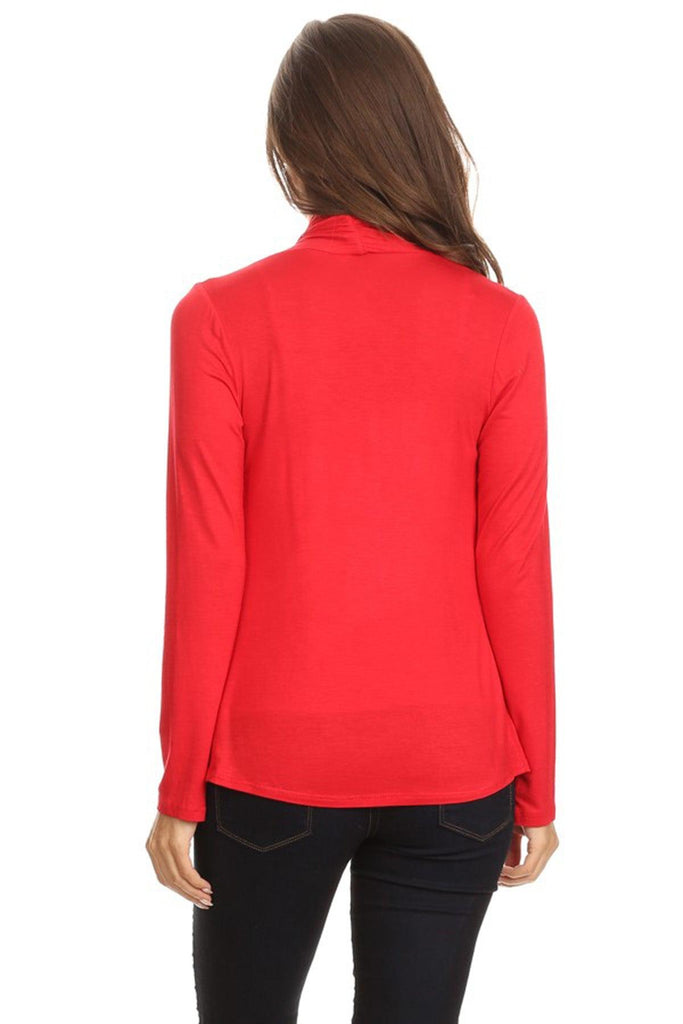 Women's Casual Solid Long Sleeve Drape Open Front Cardigan FashionJOA