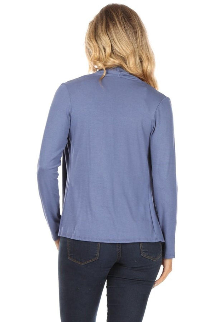Women's Casual Solid Long Sleeve Drape Open Front Cardigan FashionJOA