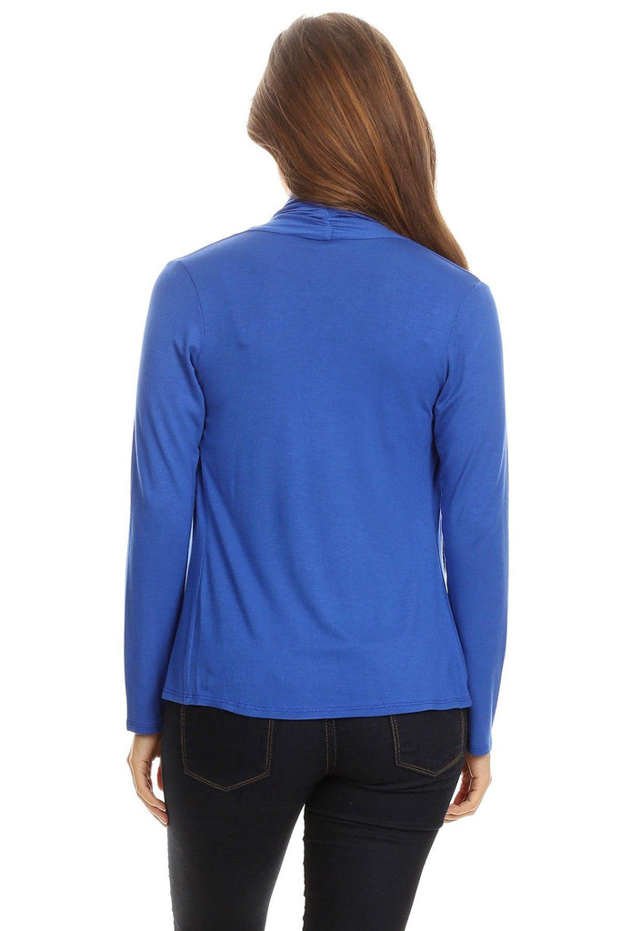 Women's Casual Solid Long Sleeve Drape Open Front Cardigan FashionJOA