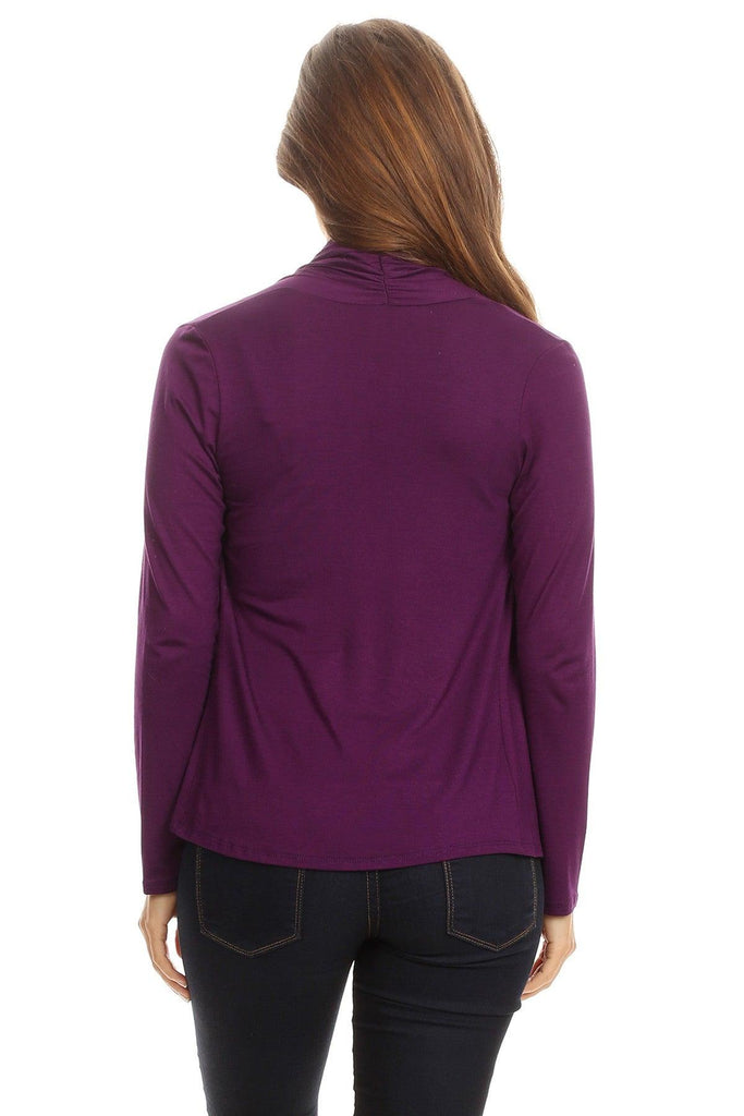 Women's Casual Solid Long Sleeve Drape Open Front Cardigan FashionJOA
