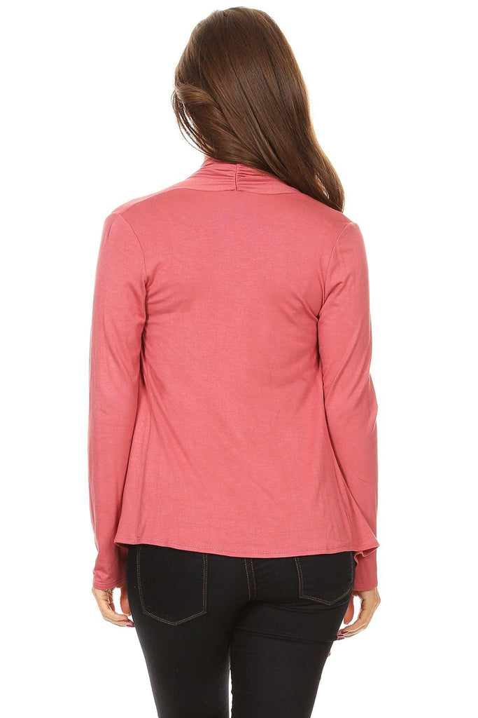 Women's Casual Solid Long Sleeve Drape Open Front Cardigan FashionJOA
