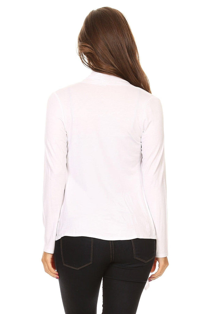 Women's Casual Solid Long Sleeve Drape Open Front Cardigan FashionJOA