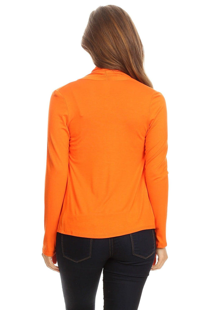 Women's Casual Solid Long Sleeve Drape Open Front Cardigan FashionJOA