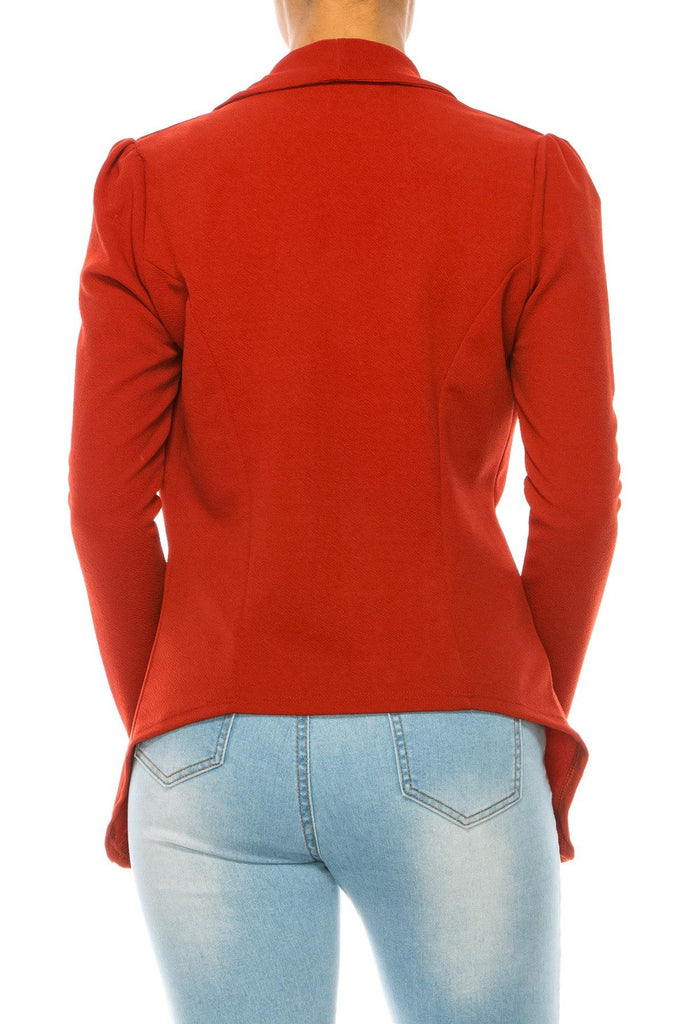 Women's Casual Solid Long Sleeve Loose Fit Open Blazer Jacket Made in USA FashionJOA