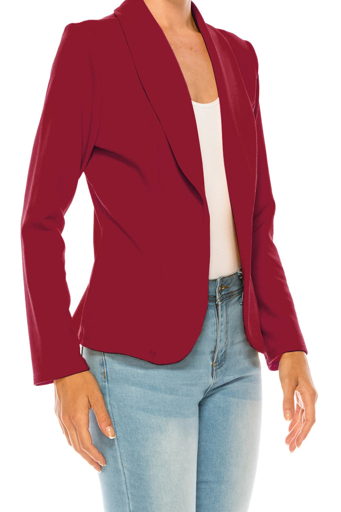 Women's Casual Solid Office Work Long Sleeve Fitted Blazer Jacket FashionJOA