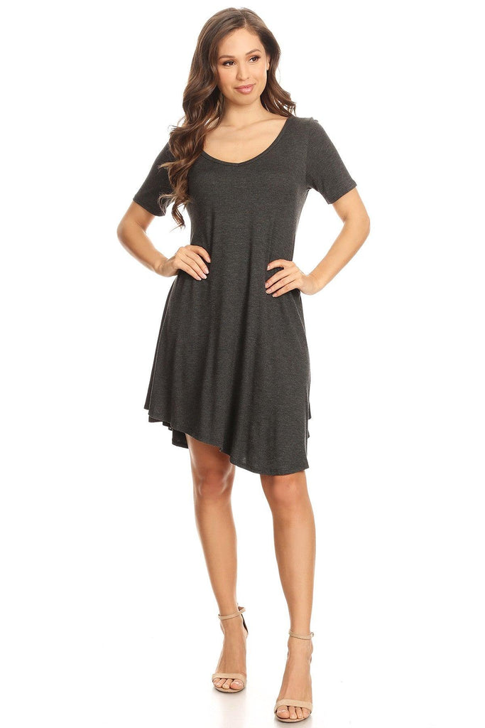 Women's Casual V-Neck Short Sleeves Solid Casual Dress FashionJOA