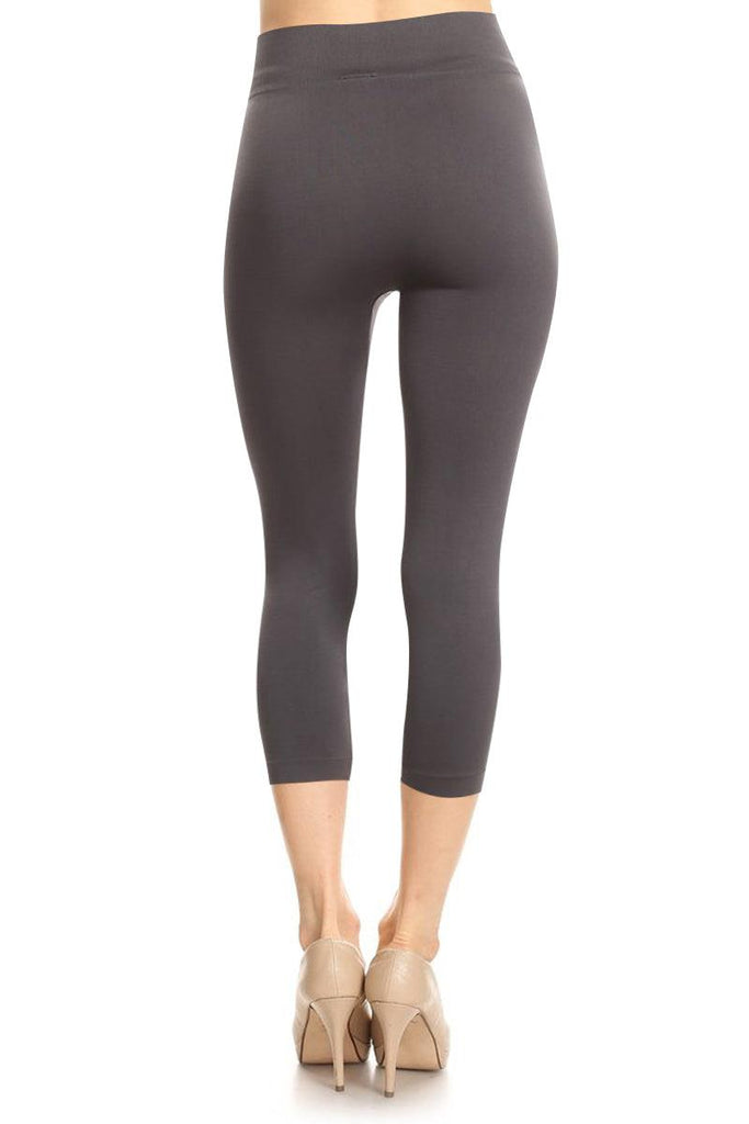 Women's Cropped Seamless Capri High Waist Solid Yoga Active Leggings Pants FashionJOA