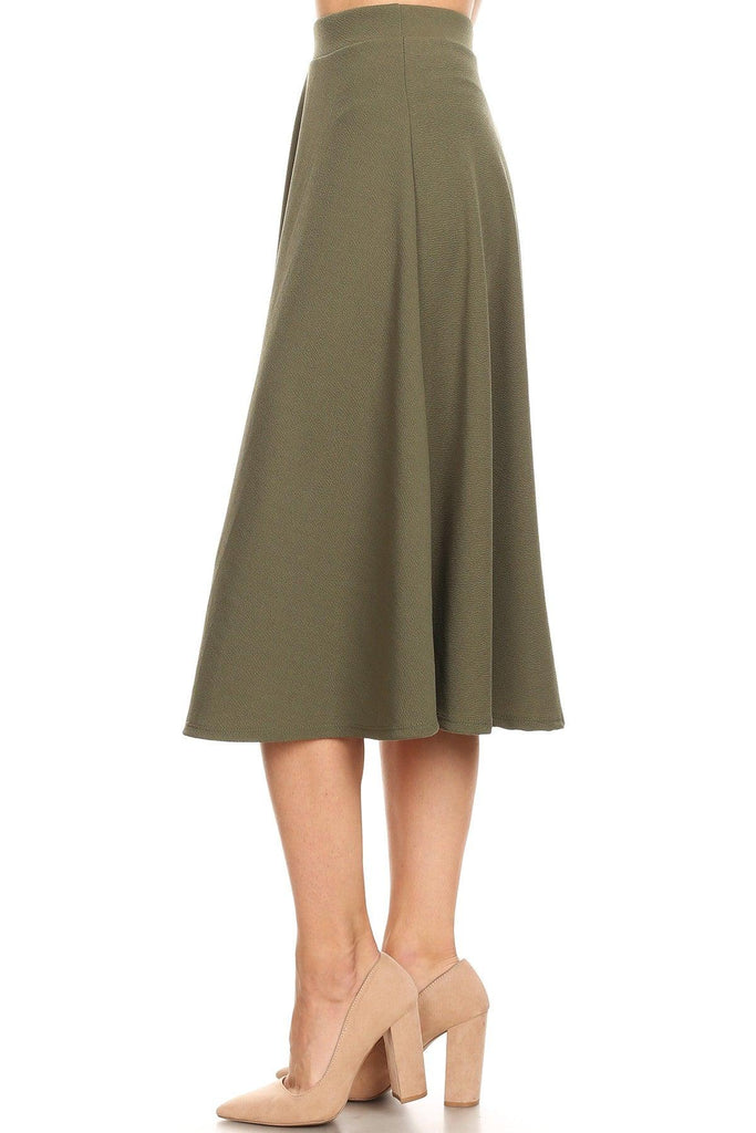 Women's Flared Lightweight Elastic Midi A-line Skirt FashionJOA