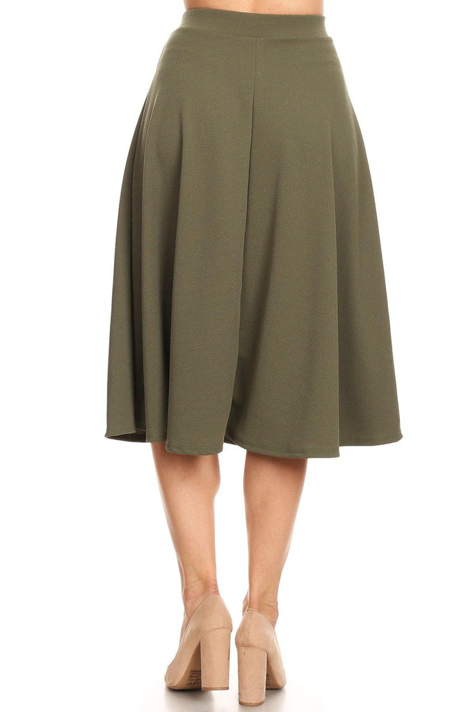 Women's Flared Lightweight Elastic Midi A-line Skirt FashionJOA