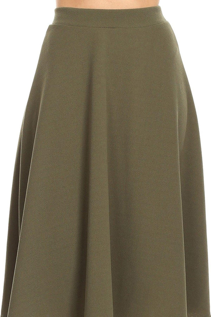 Women's Flared Lightweight Elastic Midi A-line Skirt FashionJOA