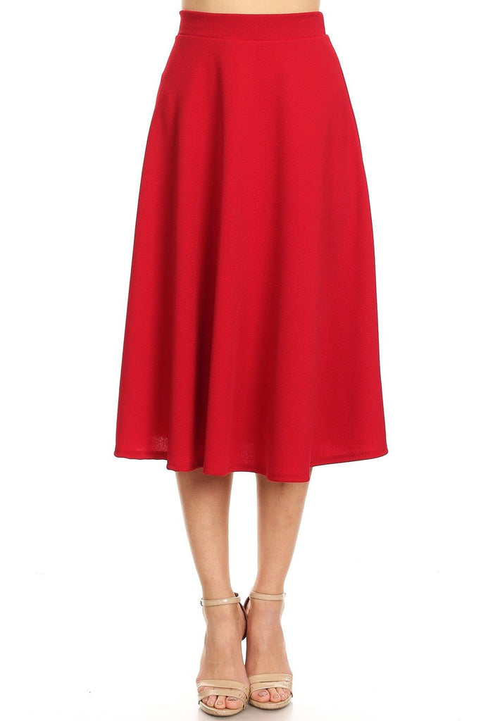 Women's Flared Lightweight Elastic Midi A-line Skirt FashionJOA