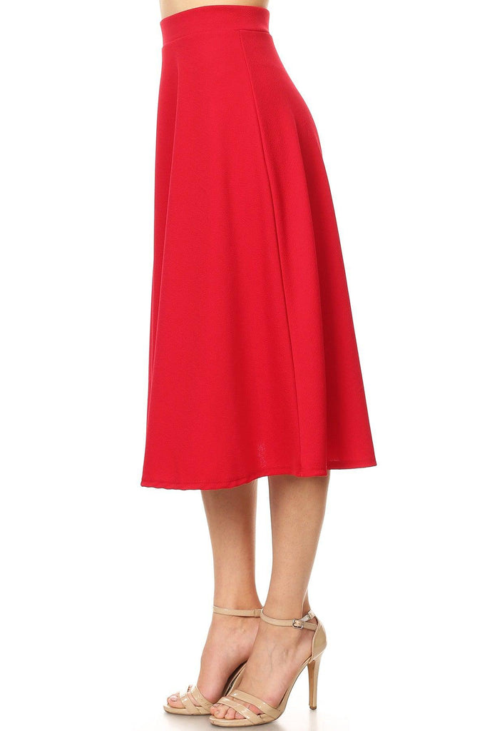 Women's Flared Lightweight Elastic Midi A-line Skirt FashionJOA