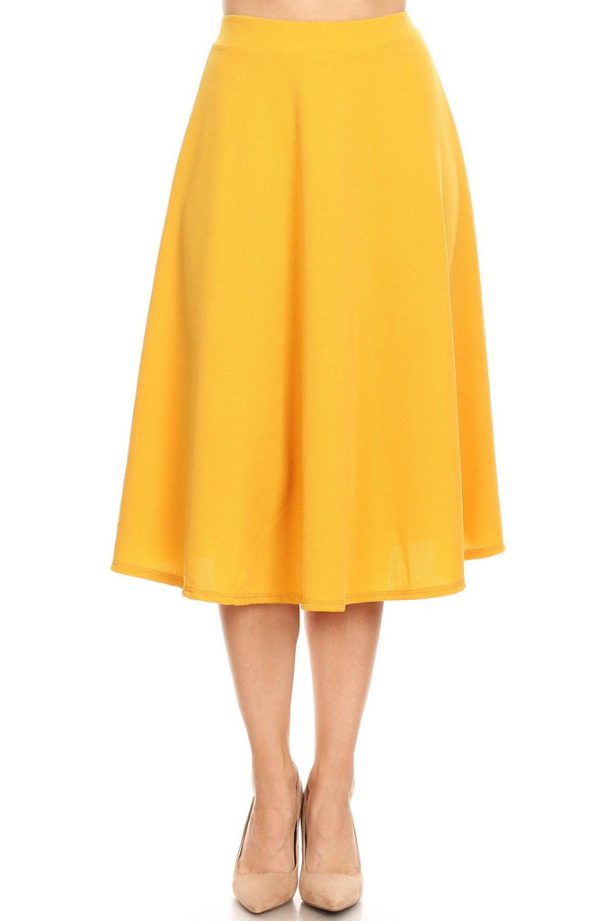 Women's Flared Lightweight Elastic Midi A-line Skirt FashionJOA