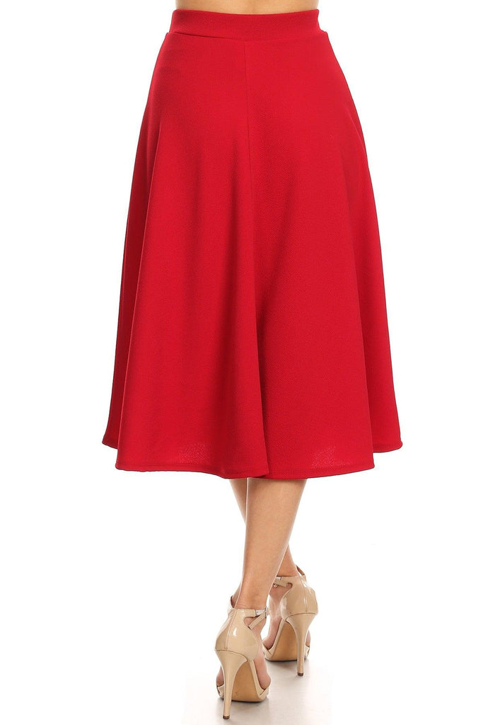 Women's Flared Lightweight Elastic Midi A-line Skirt FashionJOA