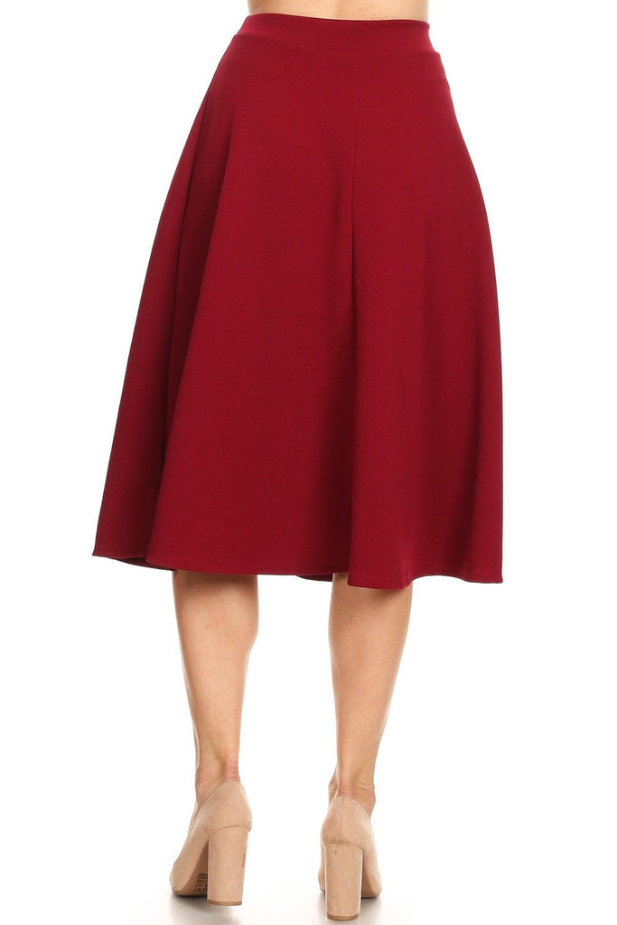 Women's Flared Lightweight Elastic Midi A-line Skirt FashionJOA