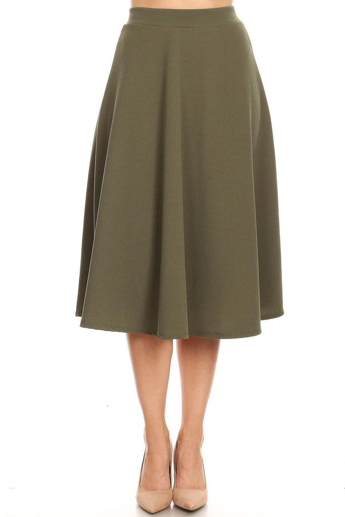 Women's Flared Lightweight Elastic Midi A-line Skirt FashionJOA