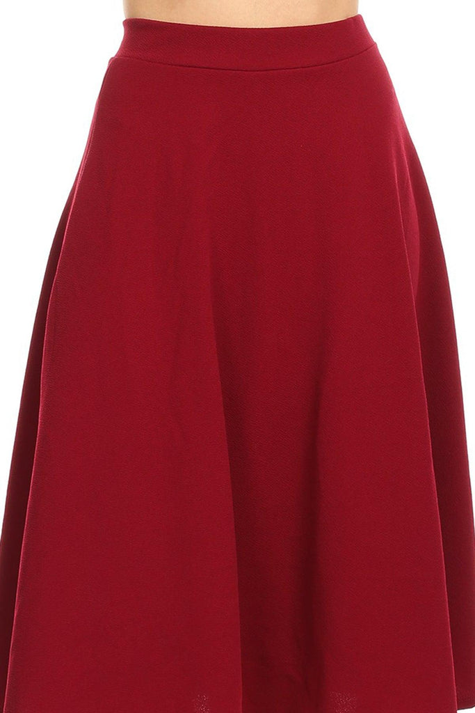 Women's Flared Lightweight Elastic Midi A-line Skirt FashionJOA