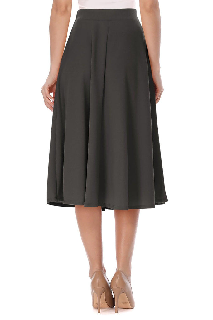 Women's Flared Lightweight Elastic Midi A-line Skirt FashionJOA