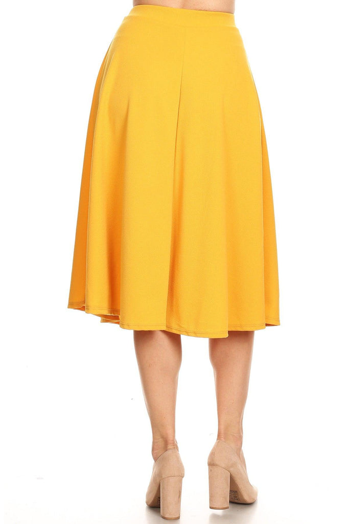 Women's Flared Lightweight Elastic Midi A-line Skirt FashionJOA