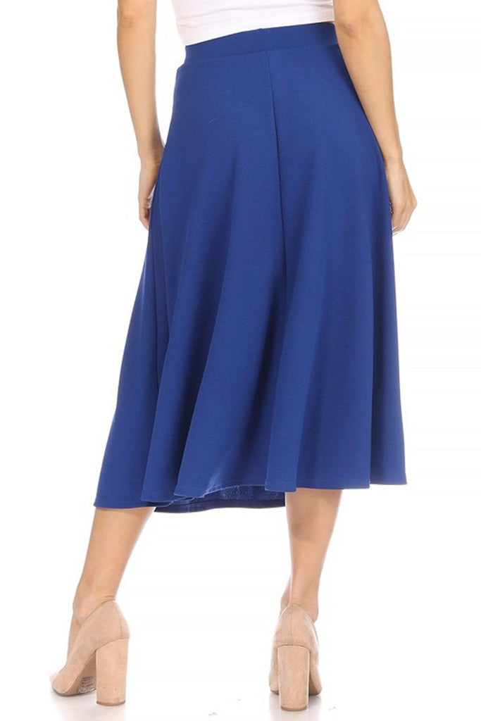 Women's Flared Lightweight Elastic Midi A-line Skirt FashionJOA