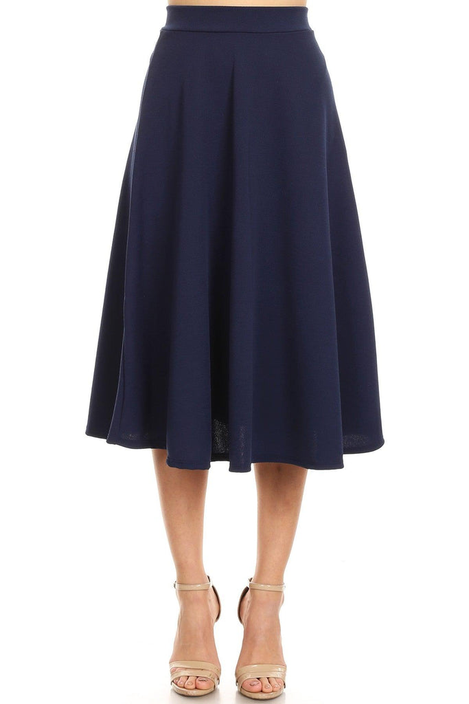 Women's Flared Lightweight Elastic Midi A-line Skirt FashionJOA