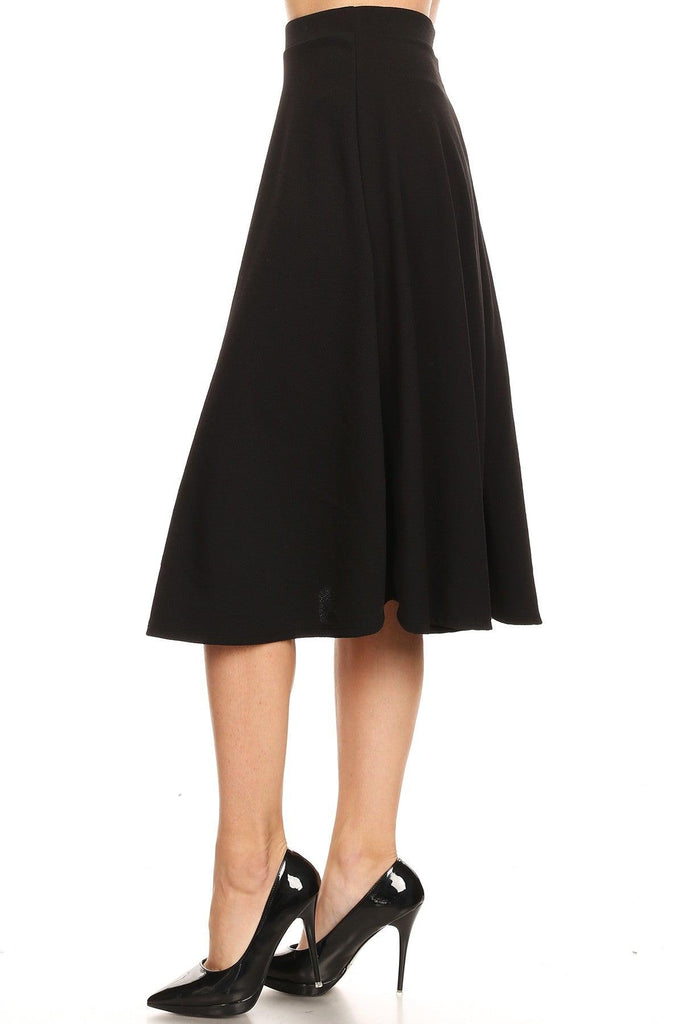 Women's Flared Lightweight Elastic Midi A-line Skirt FashionJOA