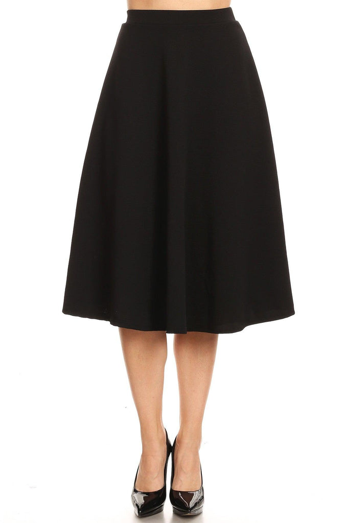 Women's Flared Lightweight Elastic Midi A-line Skirt FashionJOA