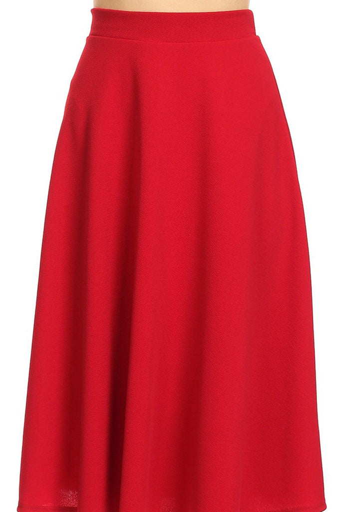 Women's Flared Lightweight Elastic Midi A-line Skirt FashionJOA