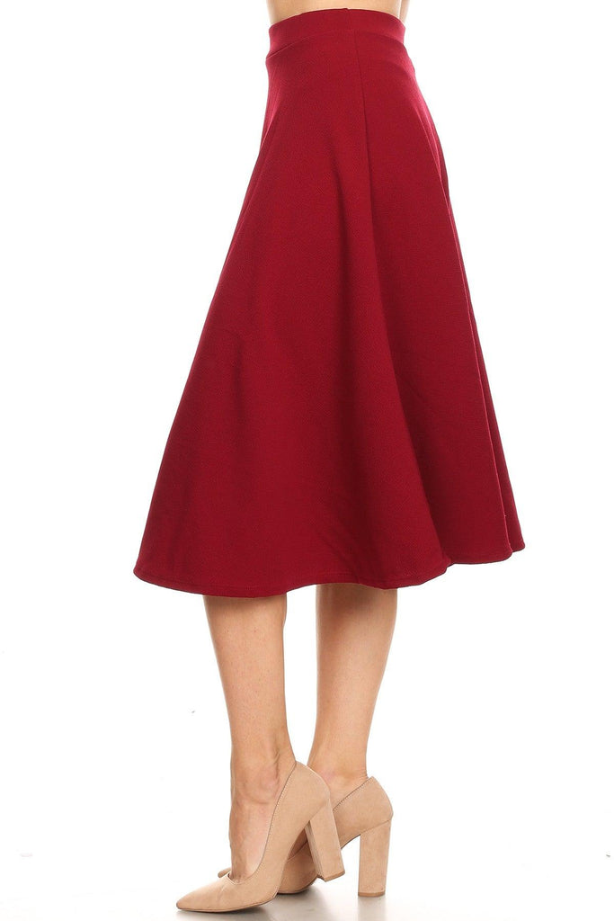 Women's Flared Lightweight Elastic Midi A-line Skirt FashionJOA