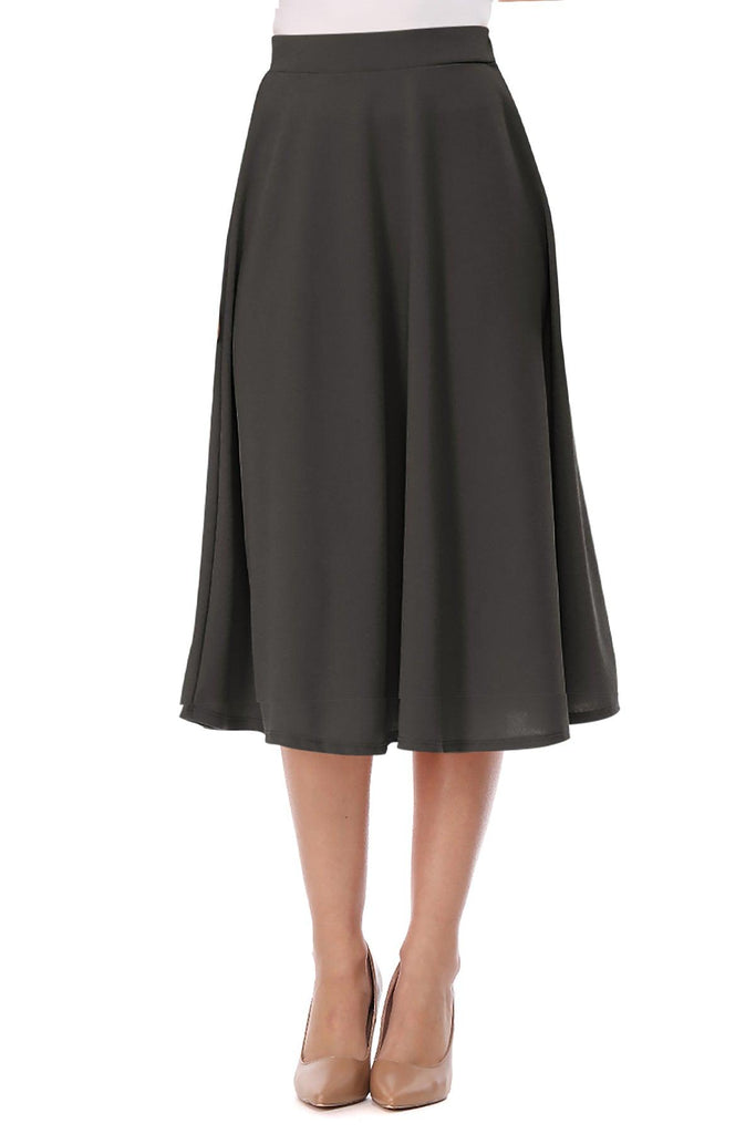 Women's Flared Lightweight Elastic Midi A-line Skirt FashionJOA