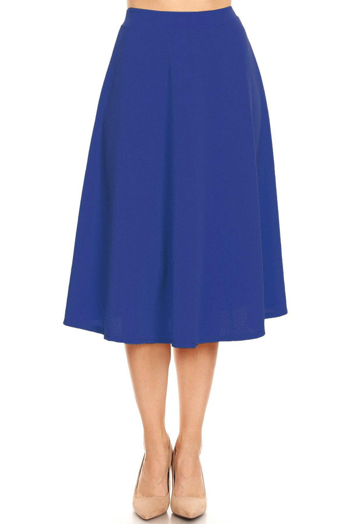 Women's Flared Lightweight Elastic Midi A-line Skirt FashionJOA