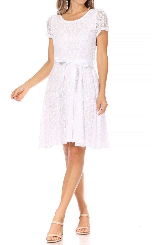 Women's Floral Lace Dress Short Sleeve Party Dress FashionJOA