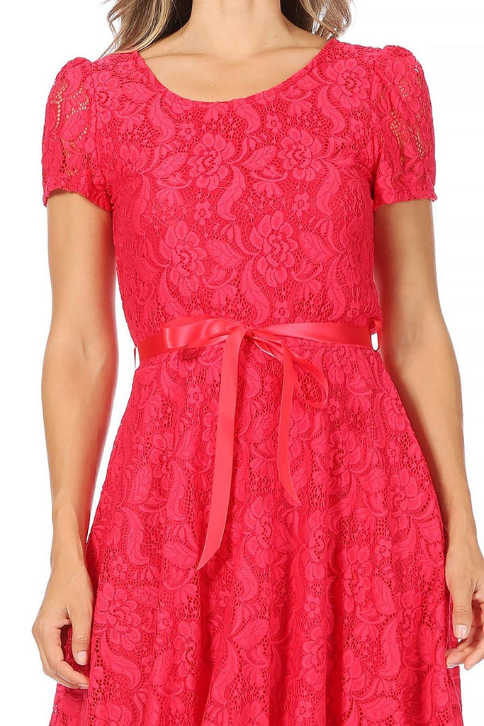 Women's Floral Lace Dress Short Sleeve Party Dress FashionJOA