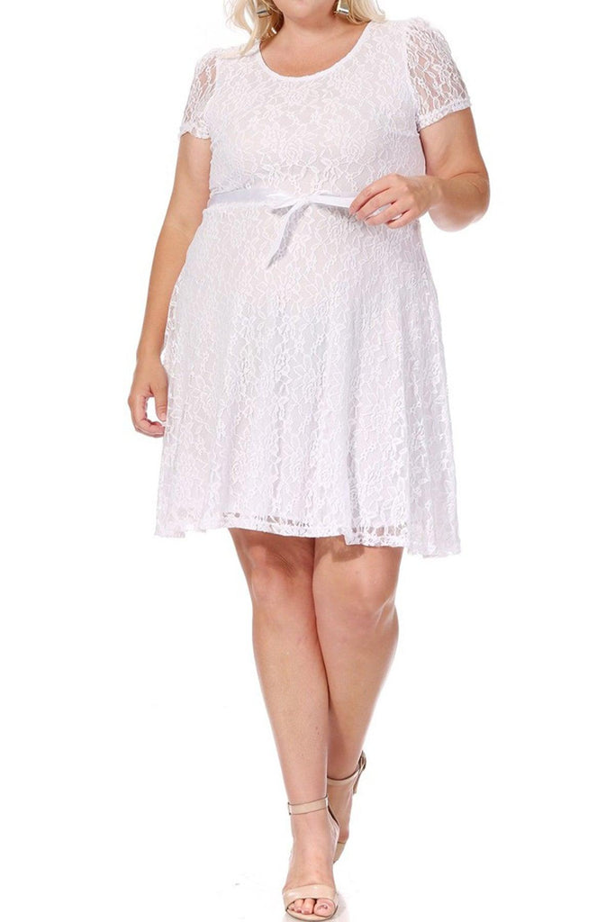 Women's Floral Lace Dress Short Sleeve Party Dress FashionJOA