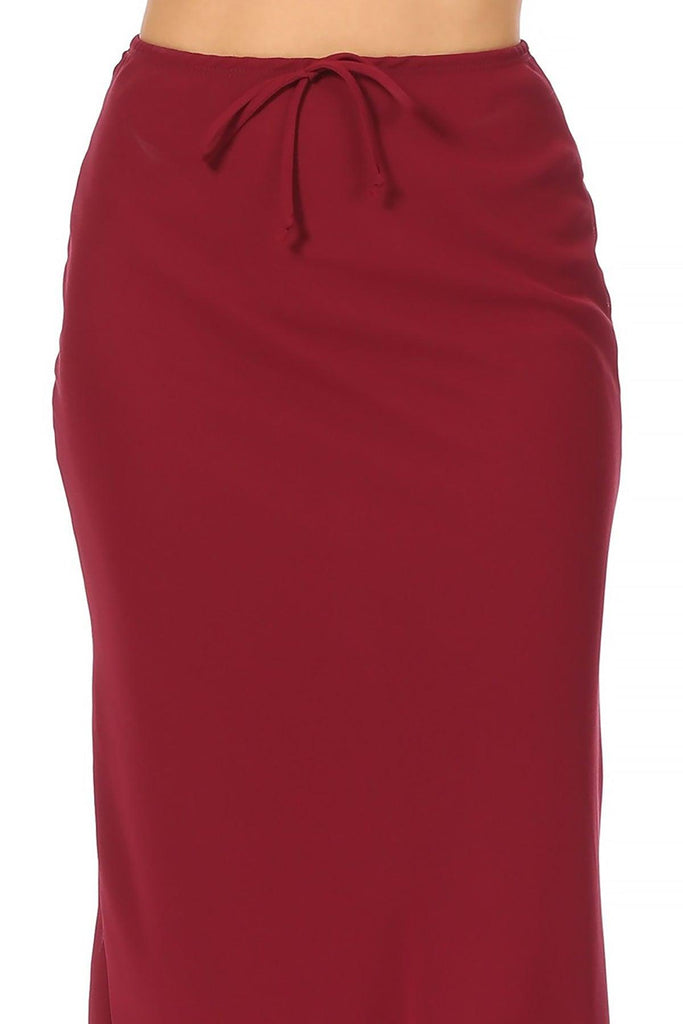 Women's High Rise Chiffon Overlay Maxi Draped Skirt with Waist Tie Accent. FashionJOA