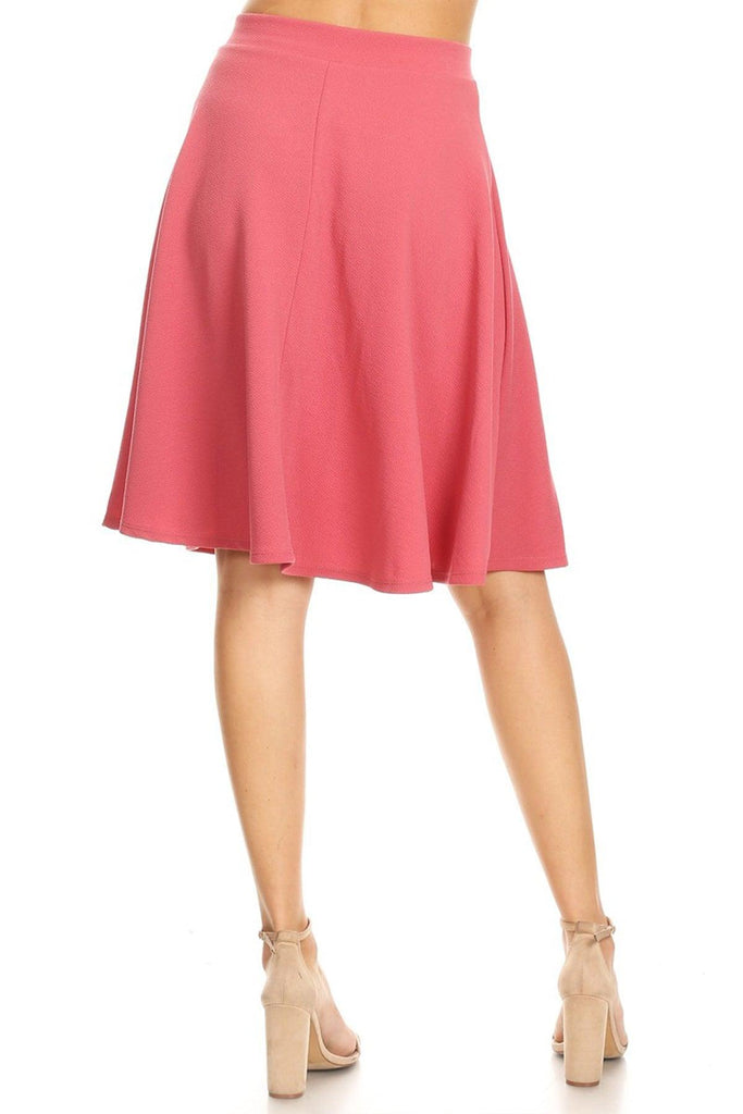 Women's High Waist Basic Stretchy Casual Solid A-Line Midi Skirts FashionJOA