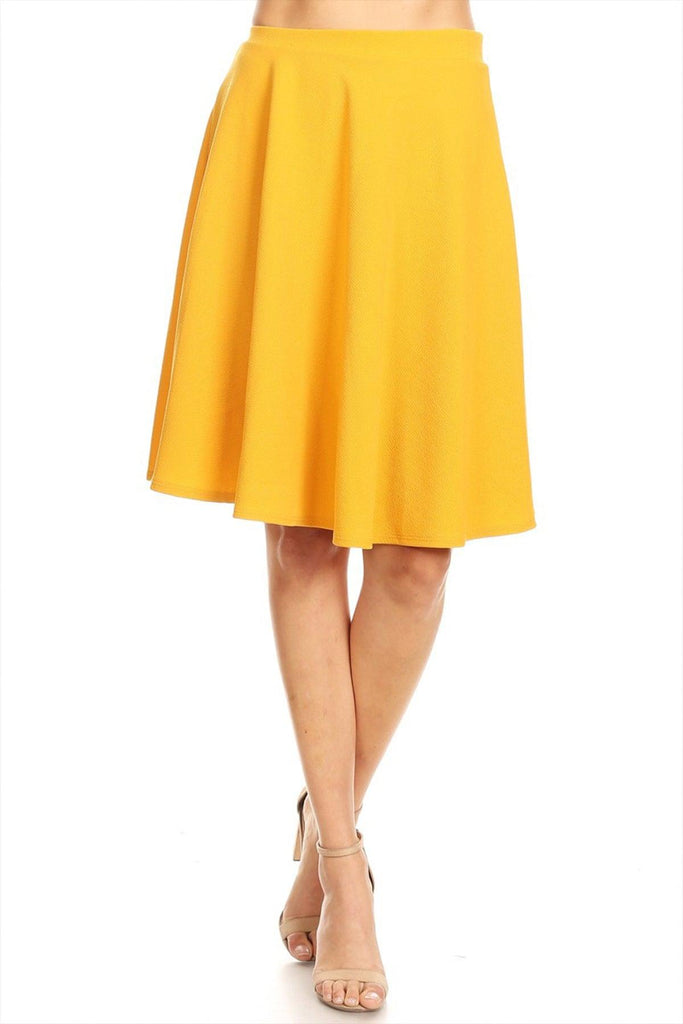 Women's High Waist Basic Stretchy Casual Solid A-Line Midi Skirts FashionJOA
